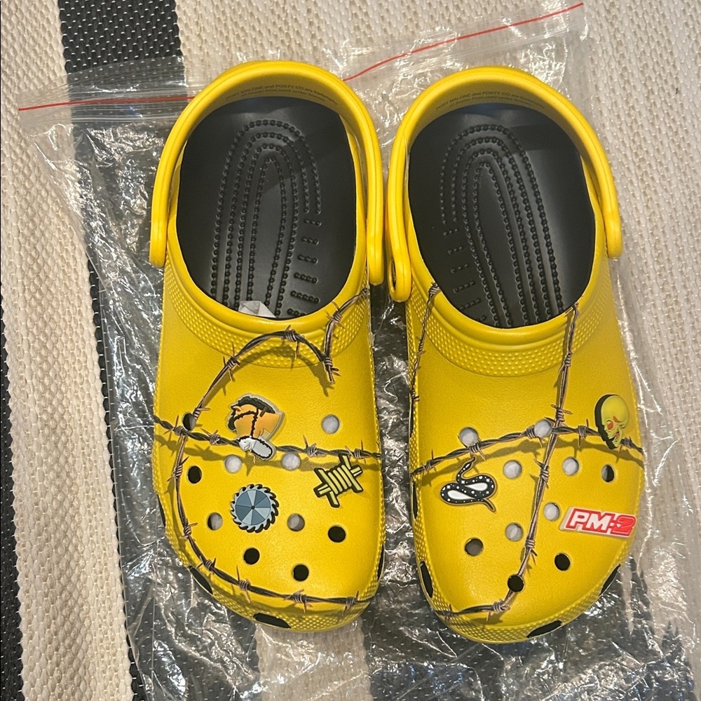Post Malone one crocs barbed wire